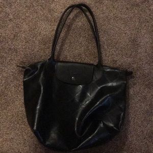 black leather Longchamp bag